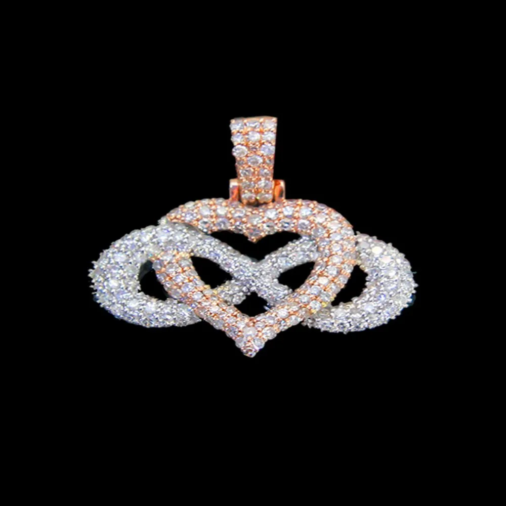 Diamond heart-shaped pendant on black background.