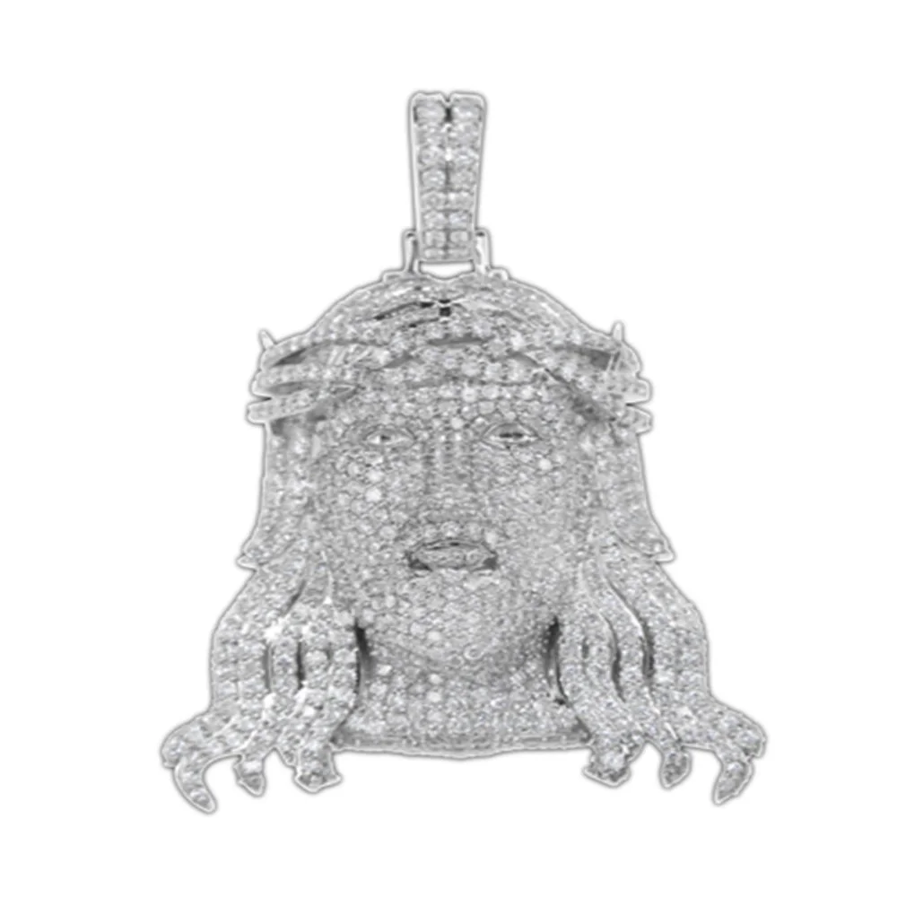 Diamond pendant in the shape of a mermaid with detailed hair and tail, encrusted with small diamonds.