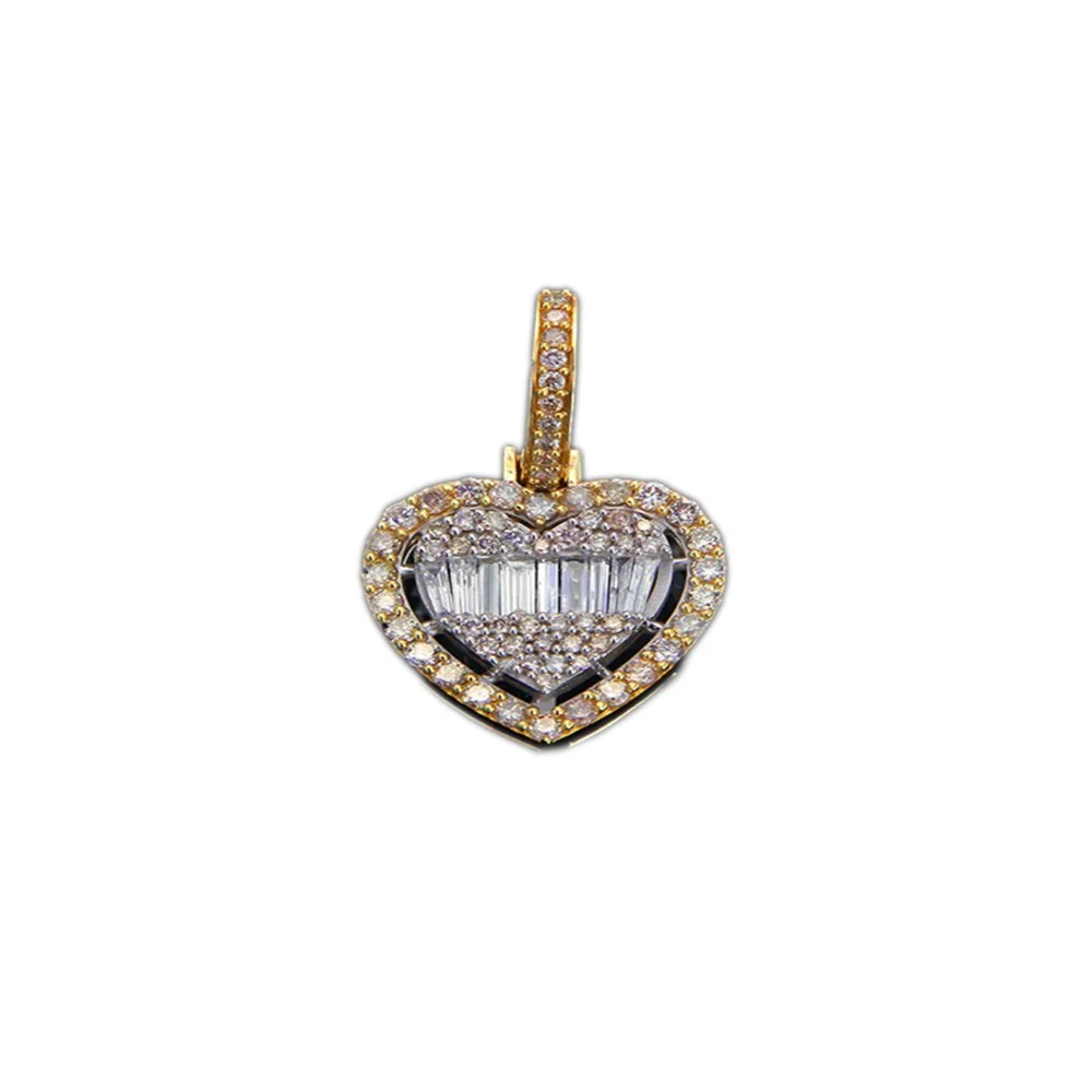 Gold heart-shaped pendant with diamonds