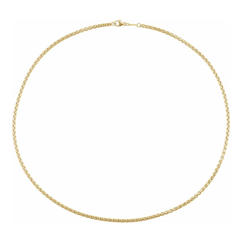 Gold chain necklace on a white background.
