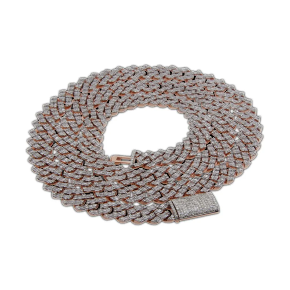 A metallic necklace with a wide, intricate chain design, encrusted with small diamonds or stones, shown in a coiled position.