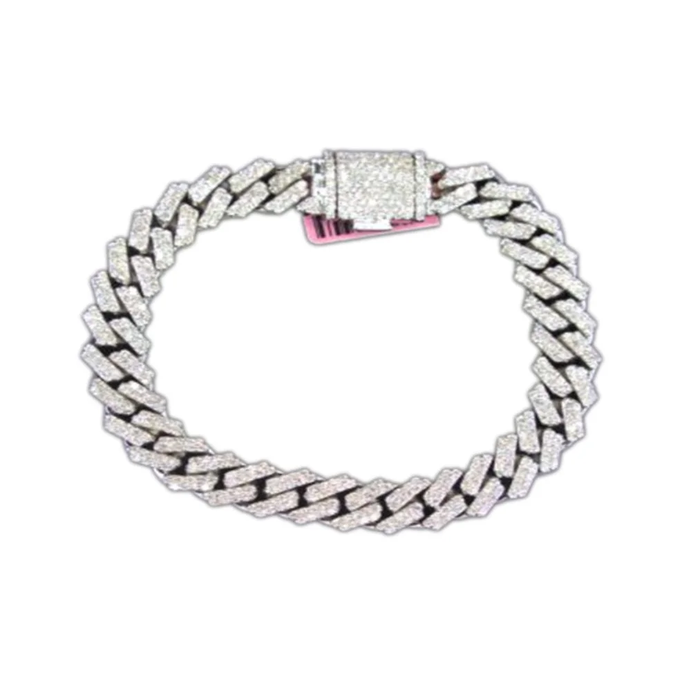 A silver-tone bracelet with a thick, braided chain design, covered in small rhinestones or crystals.