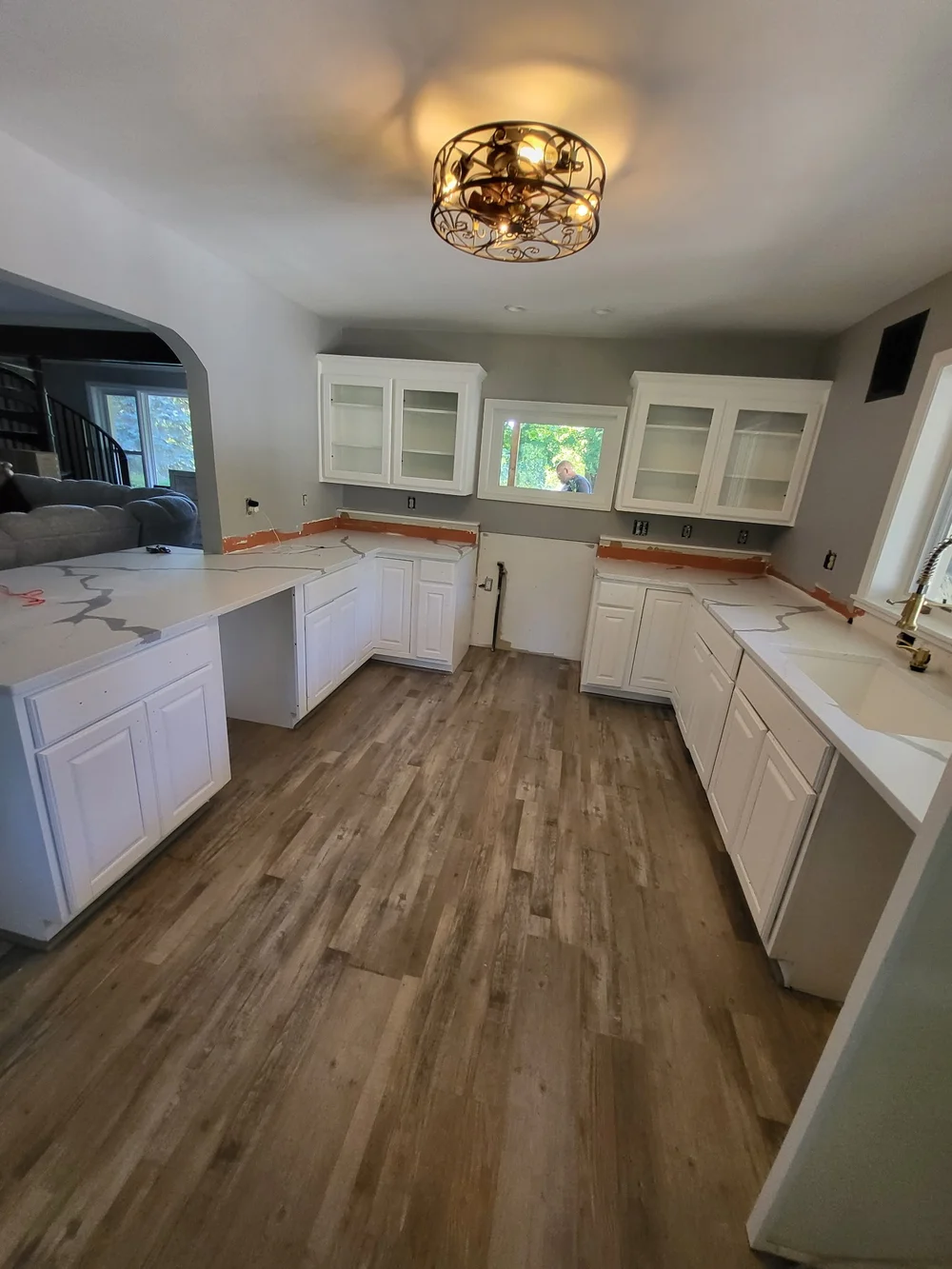 White refinished kitchen cabinets in Romeo, Michigan