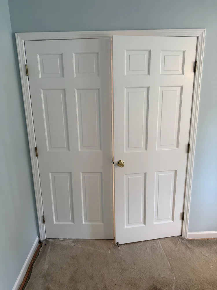 White painted interior double doors and trim