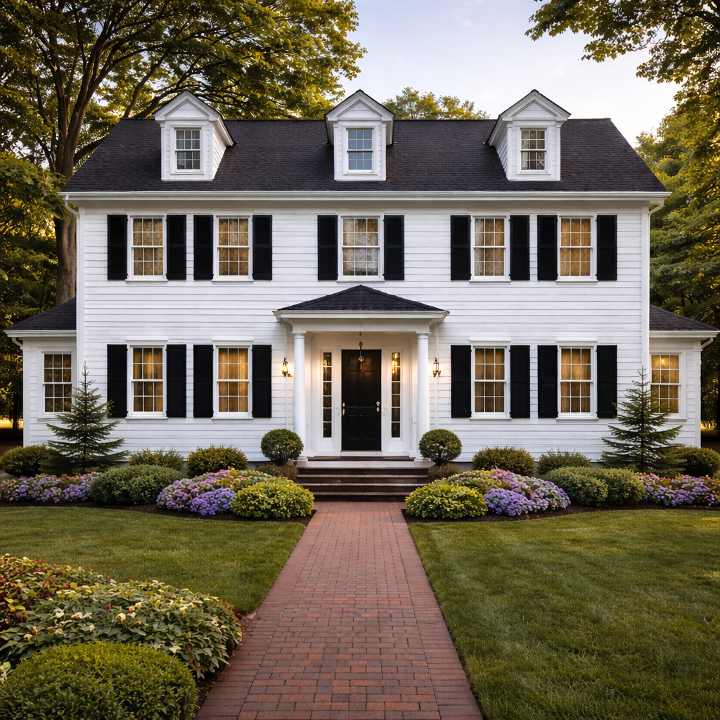 Residential exterior house painting on two-story home