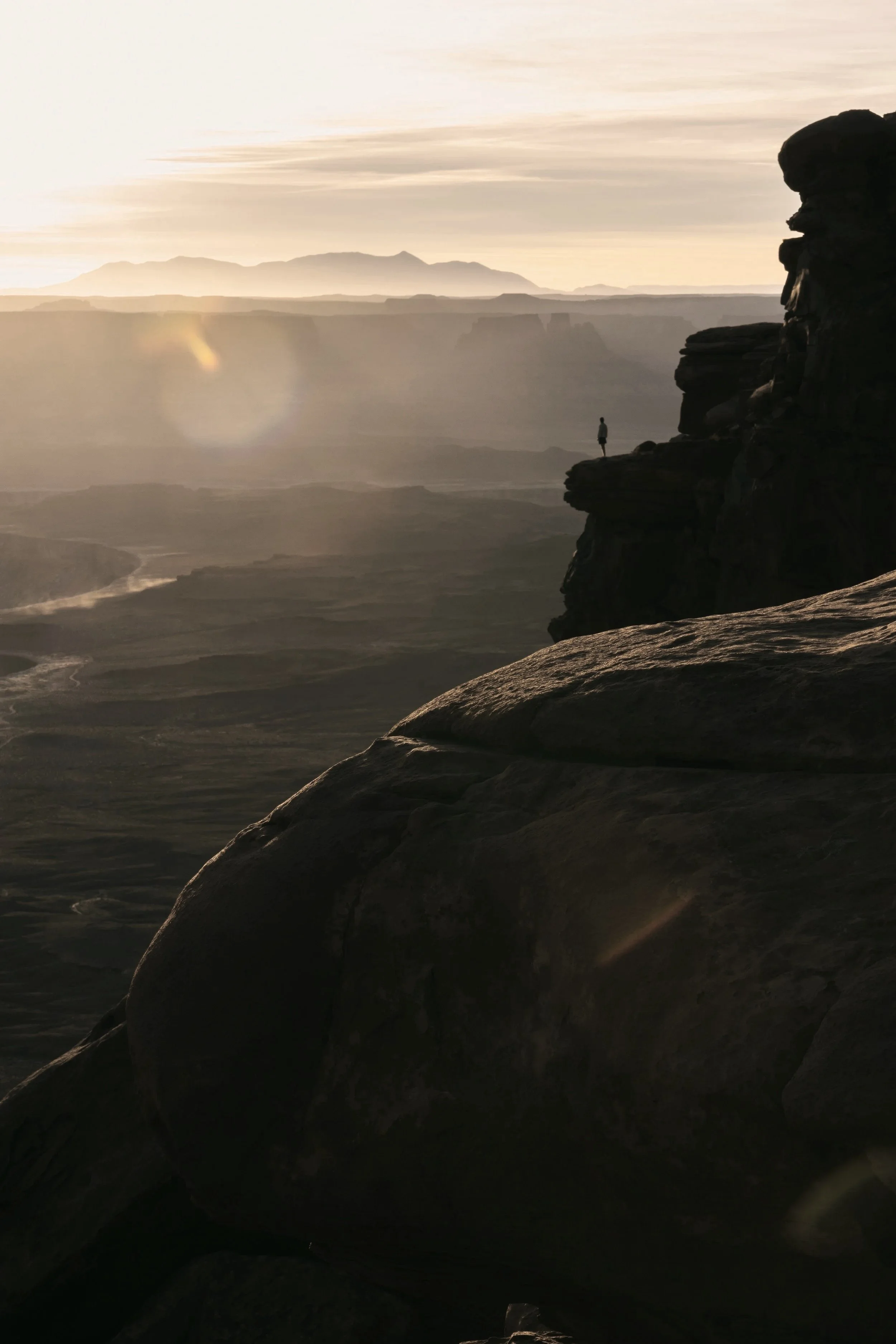 Man overlooking mountains