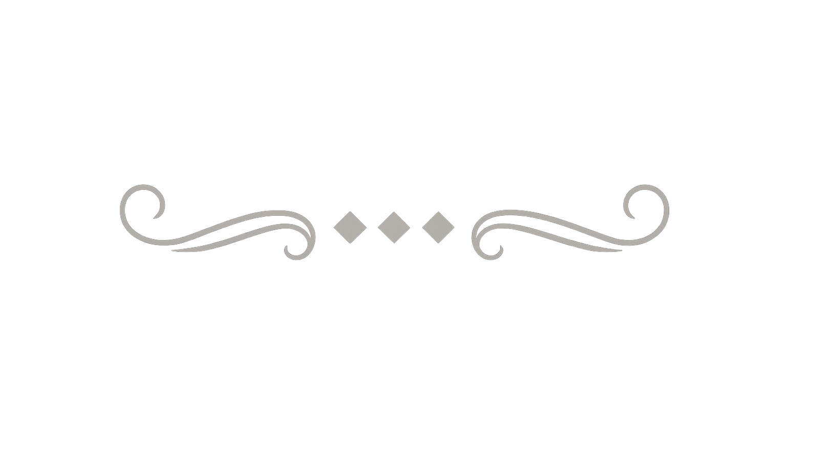 Decorative gray scrollwork with three diamonds in the center, set against a black background.