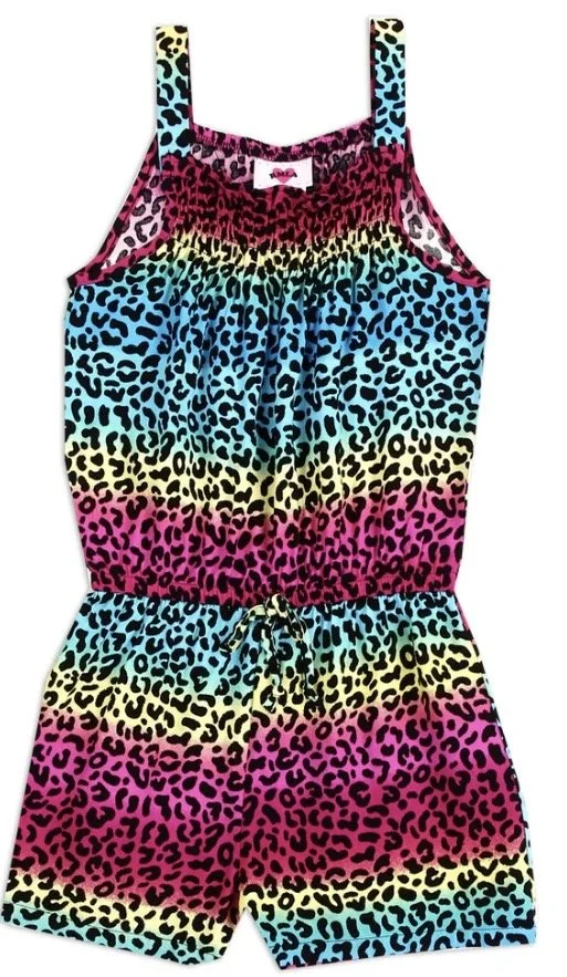 Rainbow Leopard Print Kids' Romper