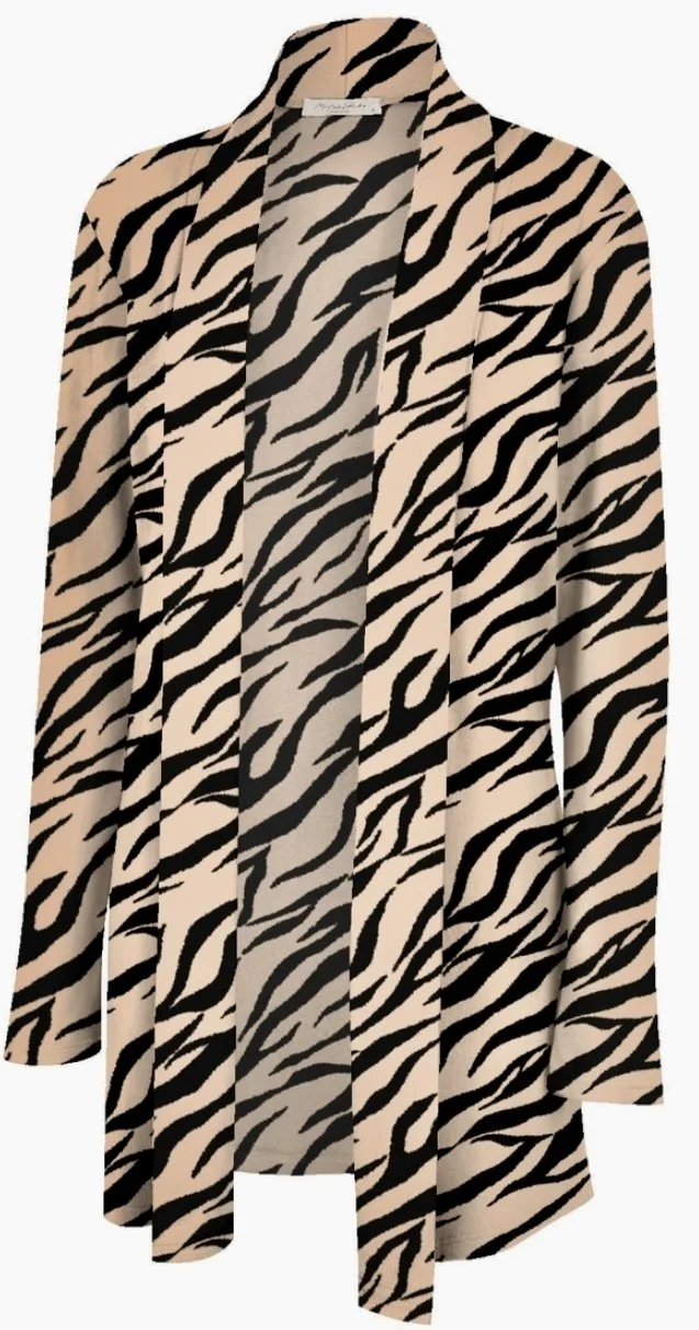 woman's zebra print cardigan