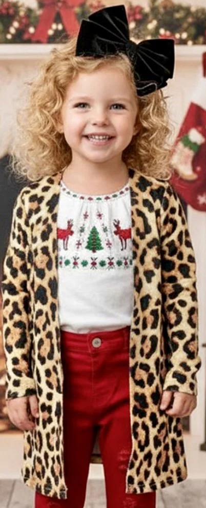 Leopard Print Girl's Cardigan