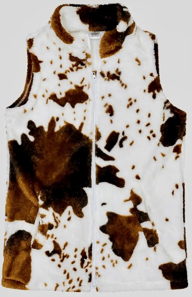 Faux Fur Cow Print Vest