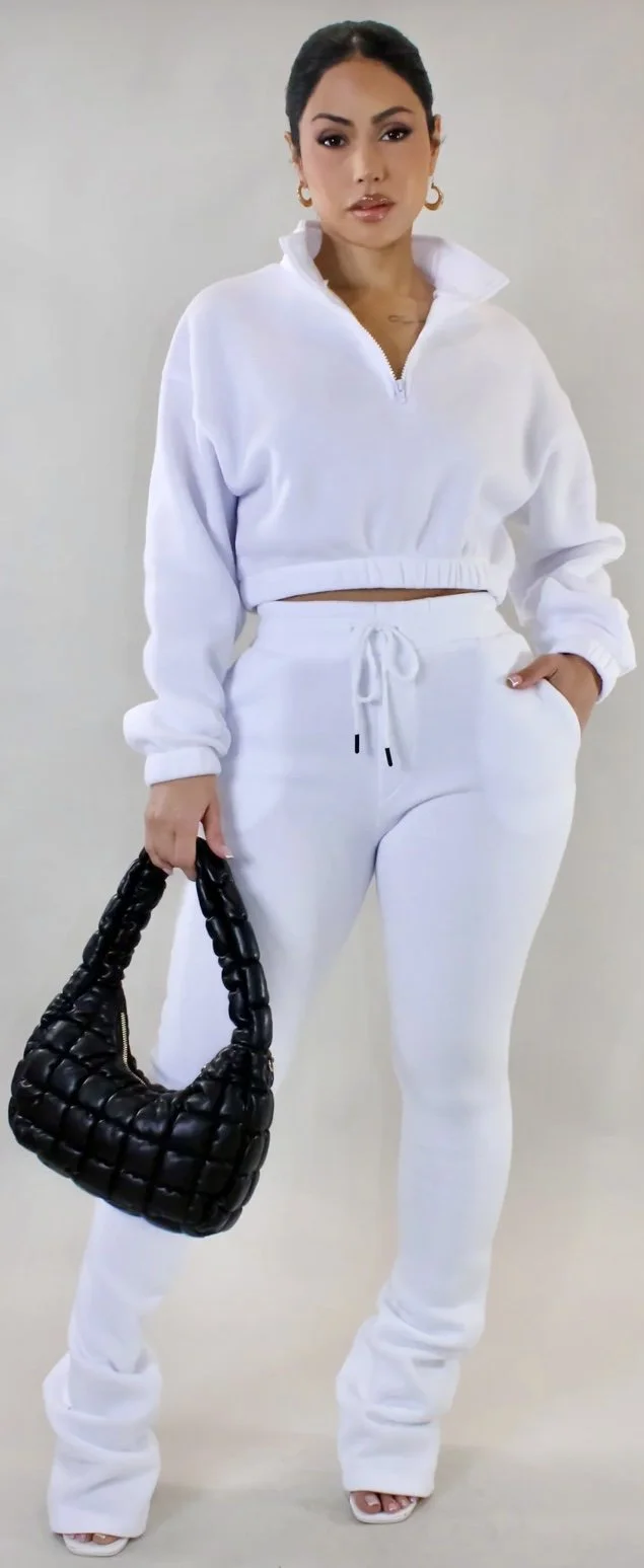 woman's crop top sweater pants set