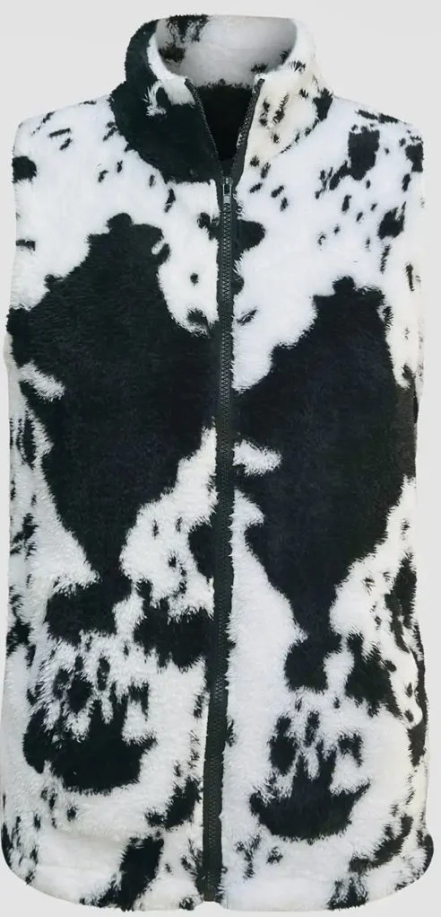 Cow Print Fleece Vest