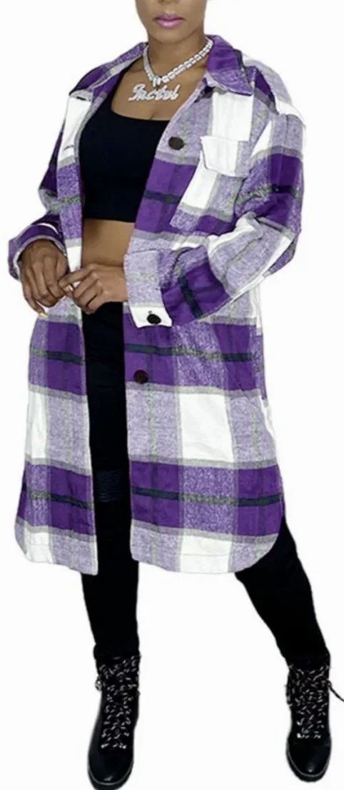 woman's plaid flannel shirt jacket