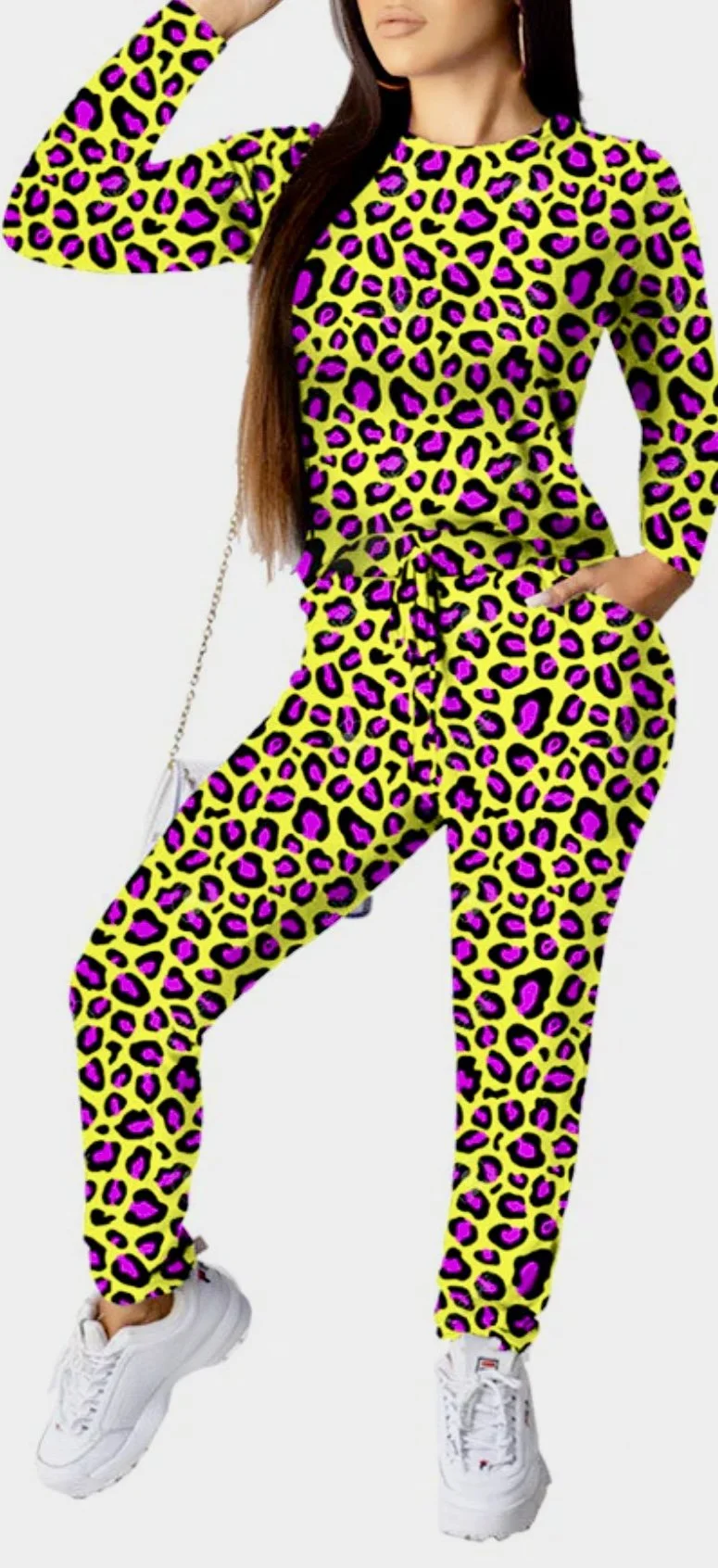 woman's animal print jogger set