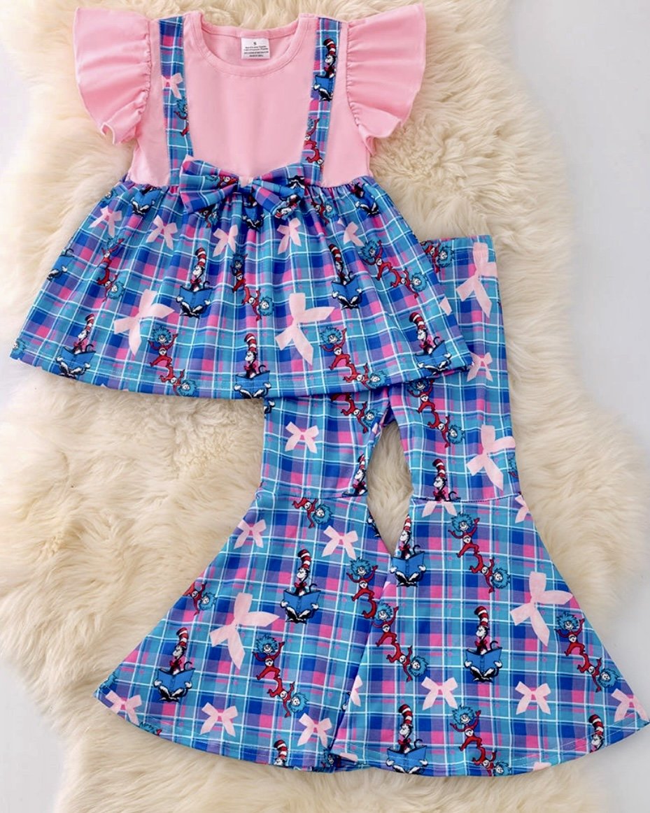 Girls' Plaid Cartoon Set