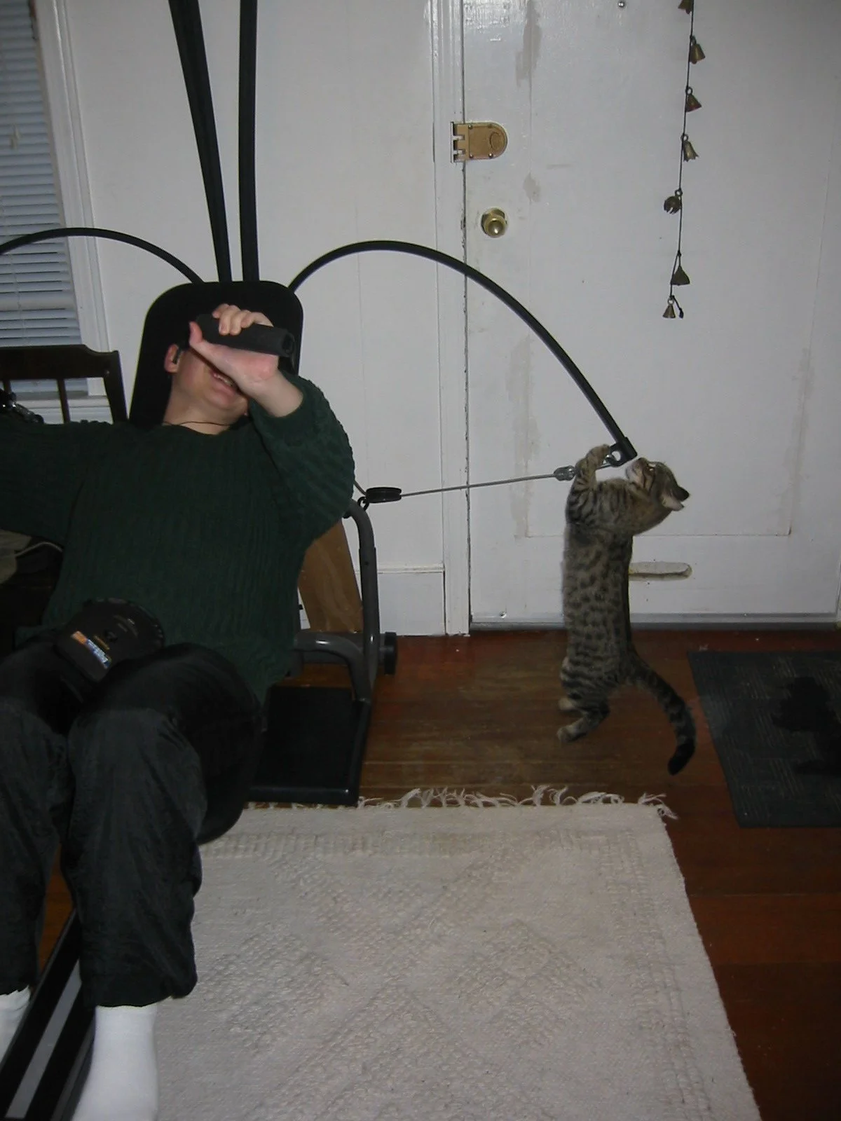 Jasper helping Paul work out
