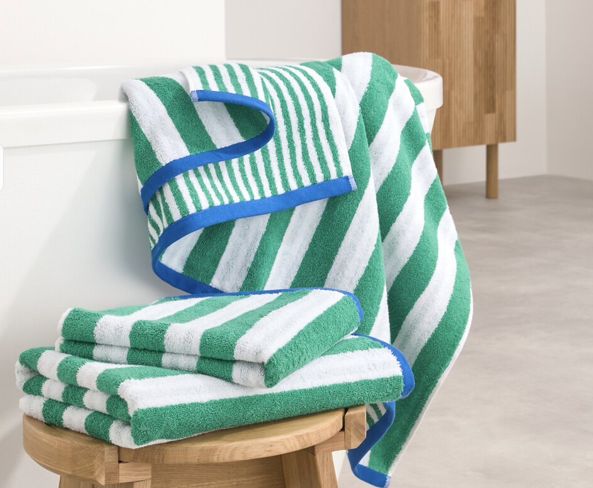 serviette rayures vertes