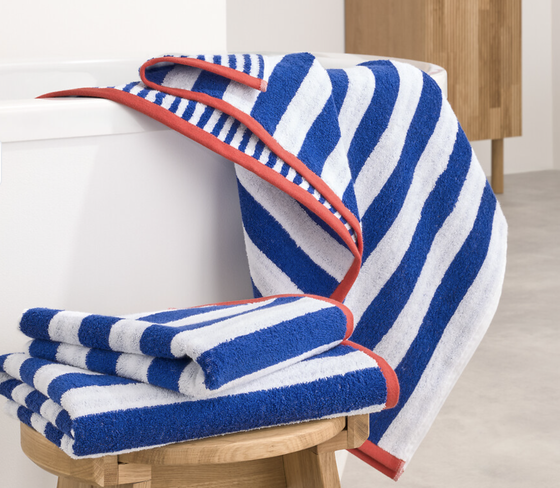 serviette rayures bleu klein 