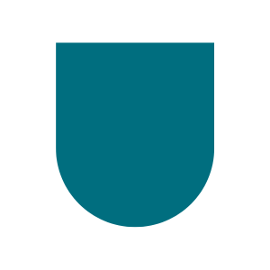 Forme géométrique avec un demi-cercle en bas et un rectangle en haut, de couleur bleu foncé.