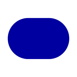 Une icône de forme ovale de couleur bleue sur fond noir, représentant peut-être un bouton ou un symbole graphique.