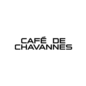 Texte indiquant 'Café de Chavannes' en noir sur fond blanc