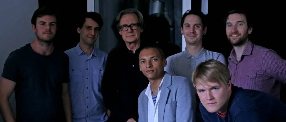 Group photo of the crew of Beakus's short film 'The Hungry Corpse', including director Gergely Wootsch, producer Steve Smith, and actor Bill Nighy.
