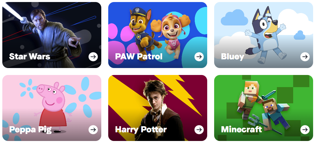 Brands on the homepage of Character.com