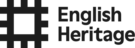 Logo of English Heritage featuring a stylized window icon and bold text