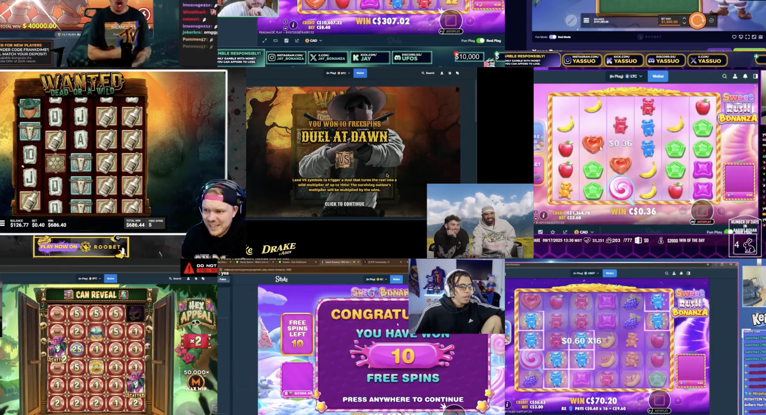 Collage of online casino gaming interfaces