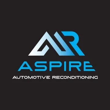 Logo for Aspire Automotive Reconditioning with stylized A and R lettering in blue and white on a black background.