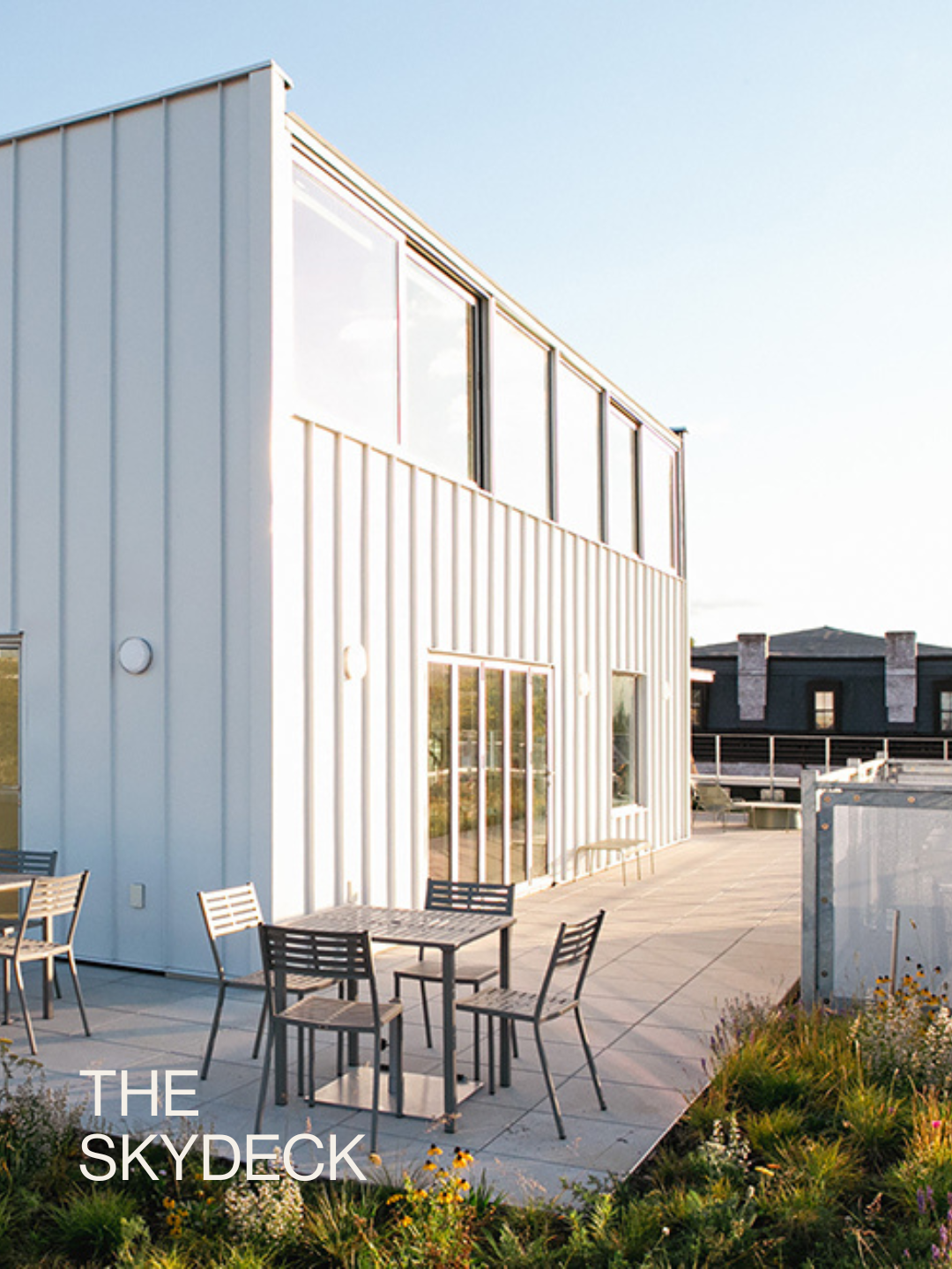 The exterior of The Spark of Hudson Skydeck and native plant garden