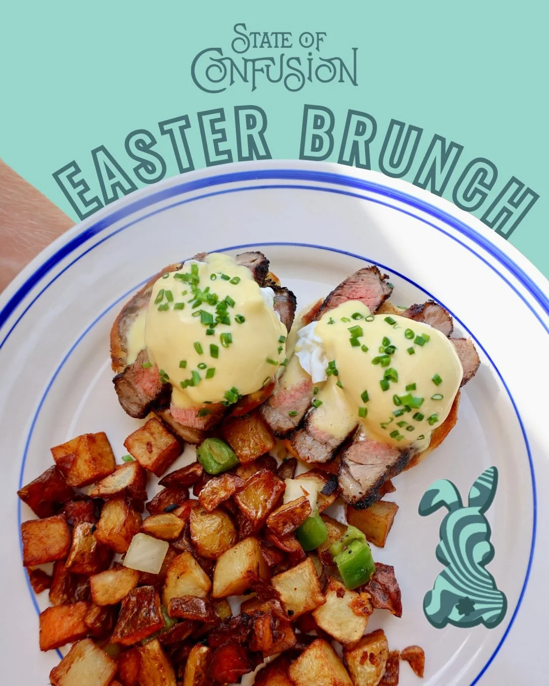 Your Easter weekend plans, made easy. Whether you&rsquo;re celebrating with family or just craving mimosas&hellip; Easter brunch at State of Confusion is the way to go 10AM&ndash;2:30PM this Sunday. 

Brunch, cocktails, and space for the whole crew. 