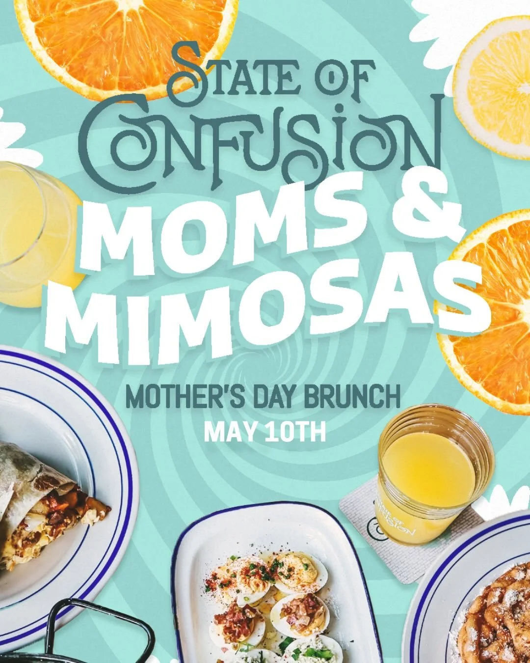 Mom&rsquo;s love language? Brunch and bubbles. 🍾🌸 Patio weather, mimosas, plates full of brunch favorites... all that&rsquo;s missing is you (and your mom).

Make a plan, make her day. Bruch at State of Confusion this Sunday! 🌀