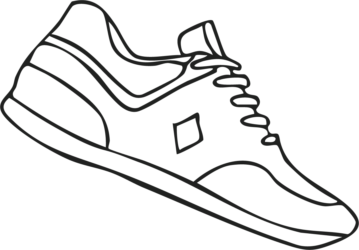 Outline drawing of a sneaker