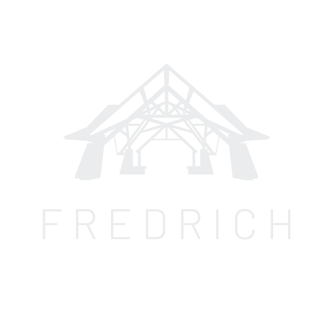 Logo with a geometric, stylized bridge graphic and the word 'FREDRICH' beneath it.