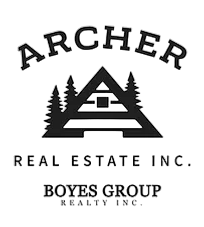 Logo for Archer Real Estate Inc., Boyes Group Realty Inc., featuring a mountain and trees