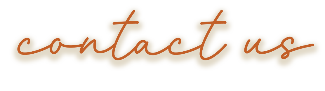 Text reading "contact us" in cursive on a beige background.