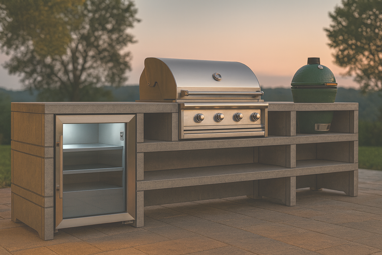 modular outdoor concrete kitchen