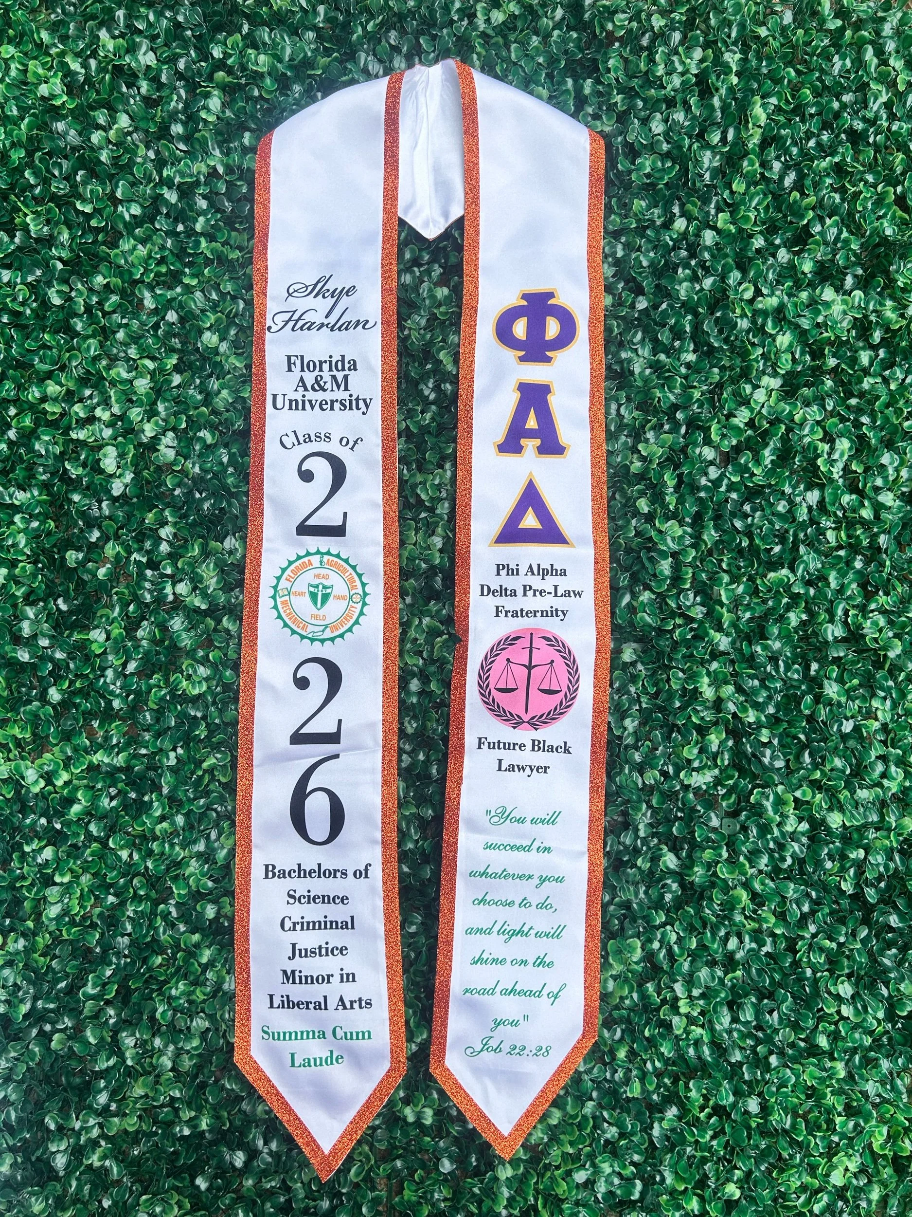 Customized Graduation Stole - Glitter Trim
