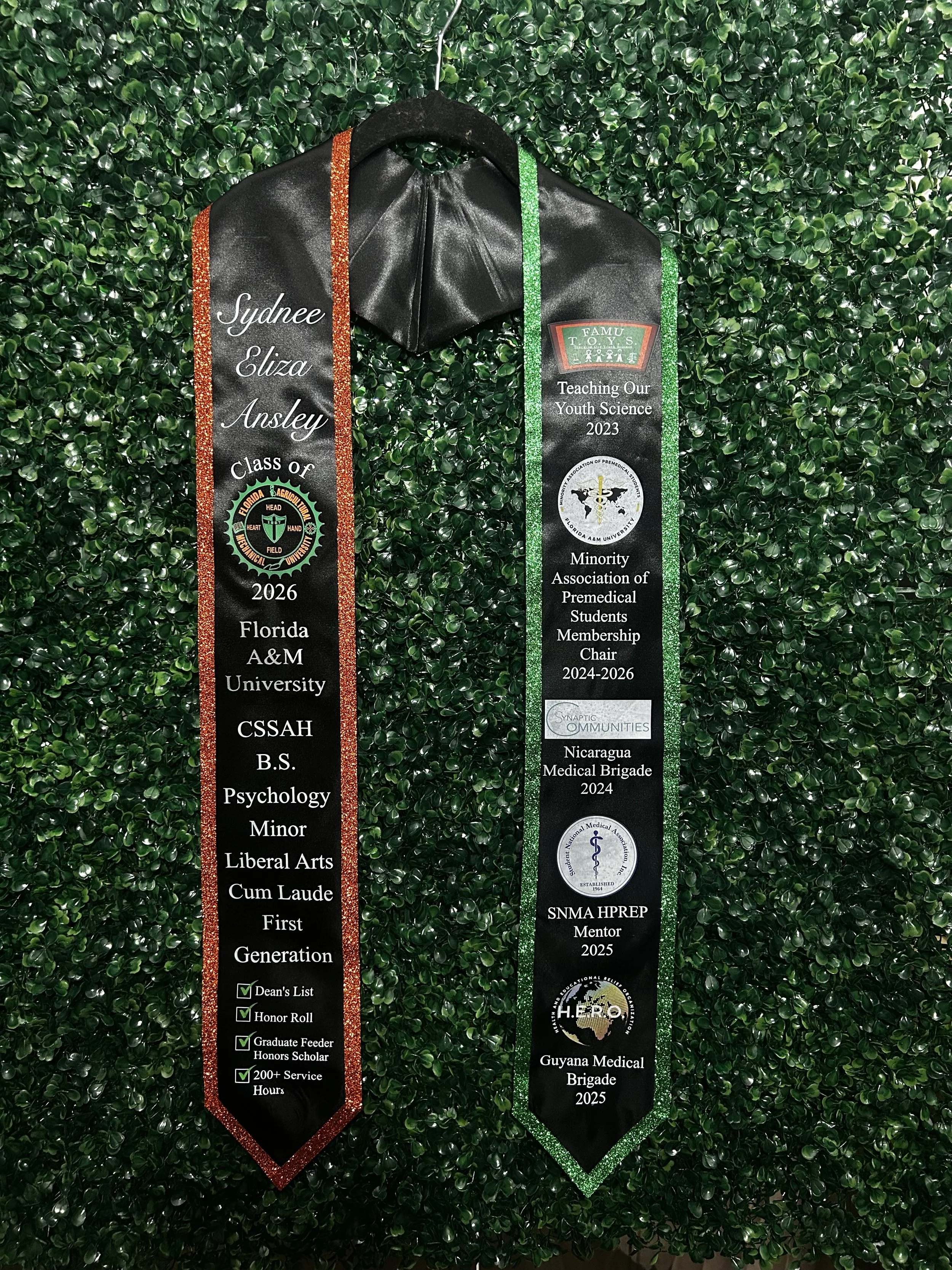 Customized Graduation Stole - Glitter Trim