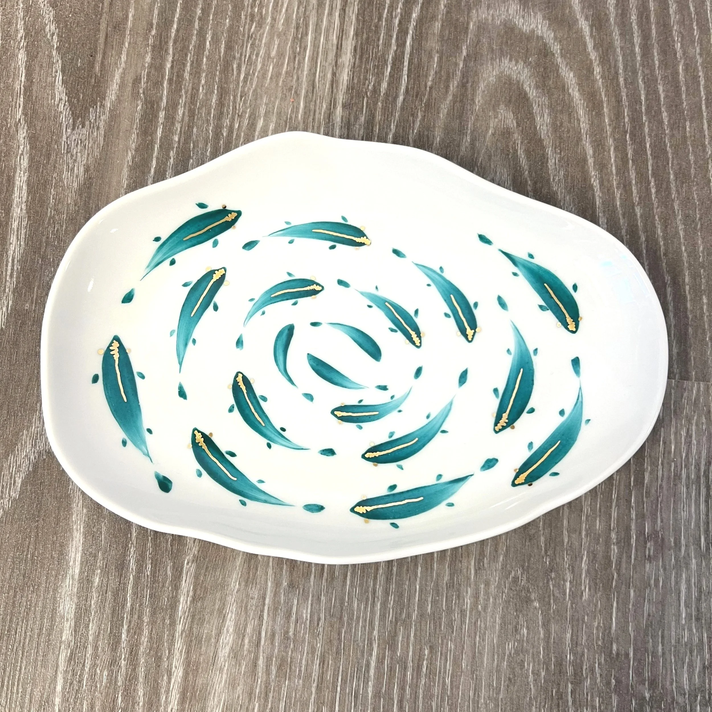 Plate Deep Green and Gold