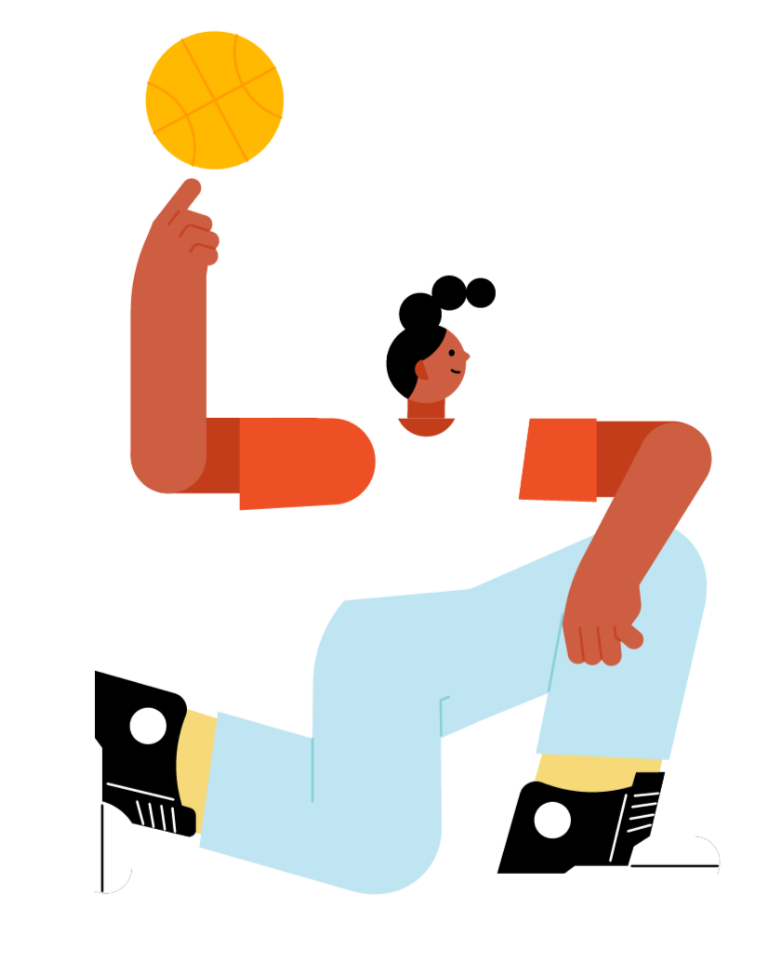 Illustration of a person sitting cross-legged and spinning a ball, representing playful creativity