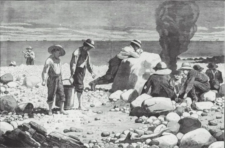 Seaside Sketches—A Clambake, wood engraving by Winslow Homer, for Harper’s Weekly, August 23, 1873, 9¼ x 14 in. Museum of Fine Arts, Boston.