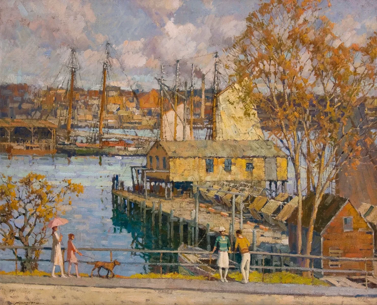 Frederick J. Mulhaupt (1871-1938), An East Gloucester Wharf, c.1926, oil on canvas, Cape Ann Museum, gift of Harold N. Pike, 1991, in memory of his grandfather, Willard S. Pike