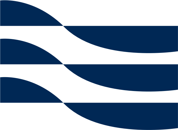 Abstract design with black background and blue wavy lines.