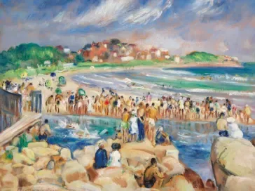 Bathing on Bass Rocks by Martha Walter, oil on board, 13 3/8 x 9 7/8 in. Private collection.