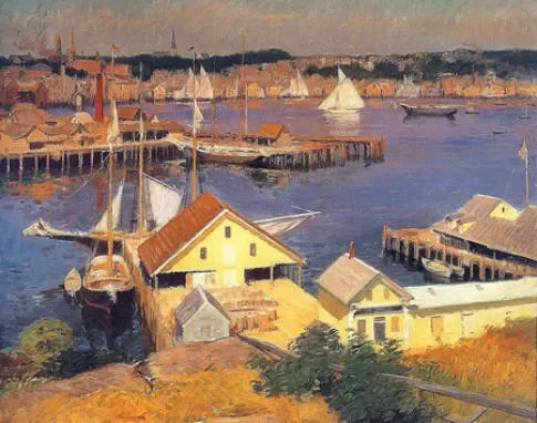 The Yellow Pier Shed, c. 1905, by Frank Duveneck. Oil on canvas, 36 x 40 in. Private collection.