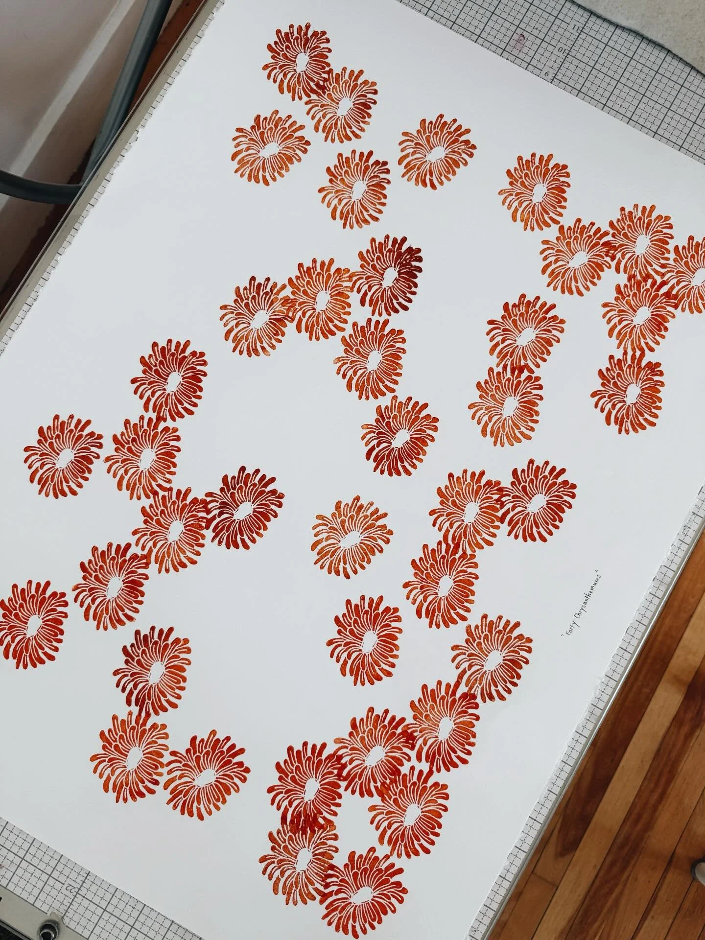 Forty hand-printed blooms in honor of a dear friend&rsquo;s 40th