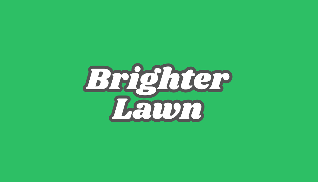 A picture of the Brighter Lawn logo in Shirkhand font outlined in gray over a green background. 